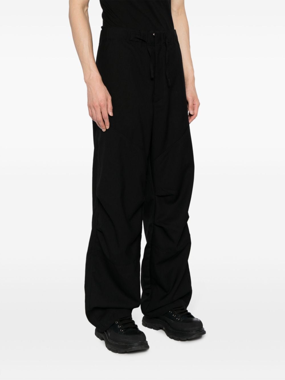 Shop Oamc Provo Virgin Wool Trousers In 黑色