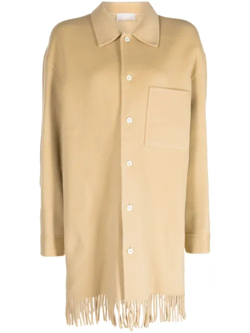 Manteau boutonné à ourlet frangé - System - Modalova