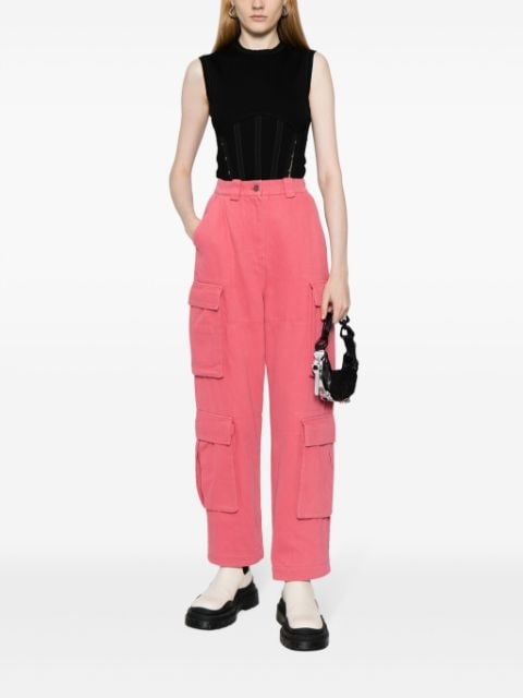 high-waist cargo trousers