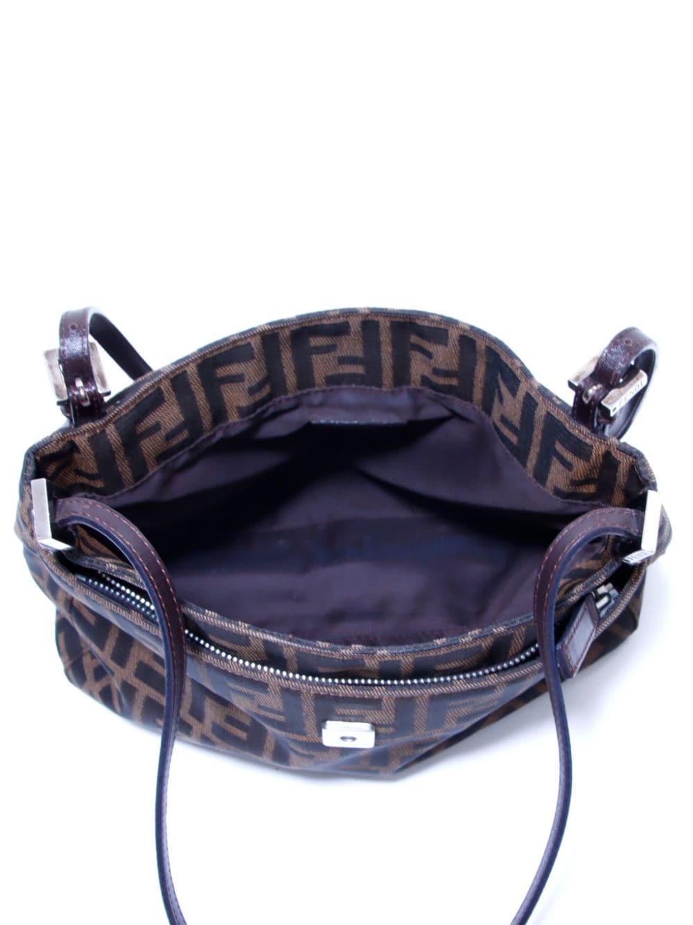 Pre-owned Fendi Zucca Canvas Shoulder Bag In Brown