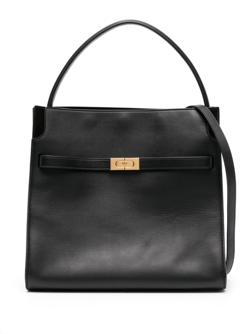 Tory Burch Lee Radziwill Leather Tote Bag In Black