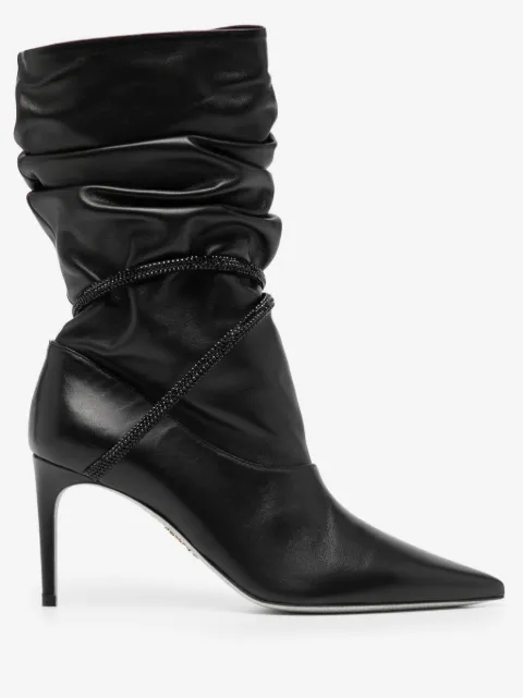 René Caovilla bottines en cuir à fronces 80 mm