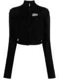 Alessandra Rich lace-trim cropped cardigan - Black
