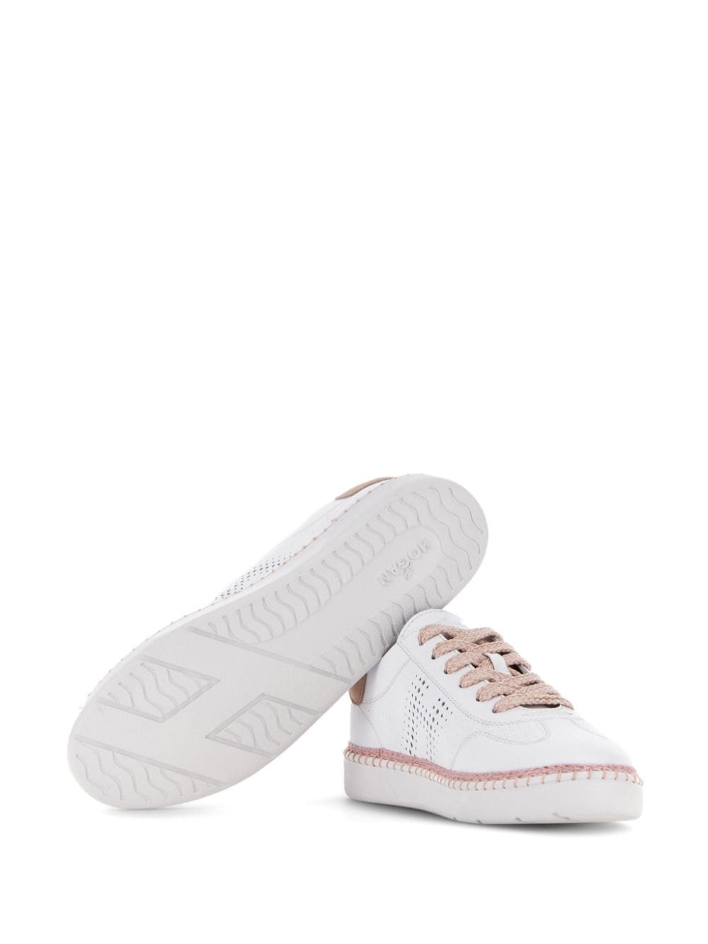 Shop Hogan Cool Logo-perforated Leather Sneakers In White