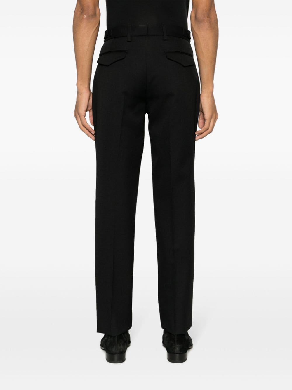 Shop Lardini Twill-weave Wool Tailored Trousers In Black