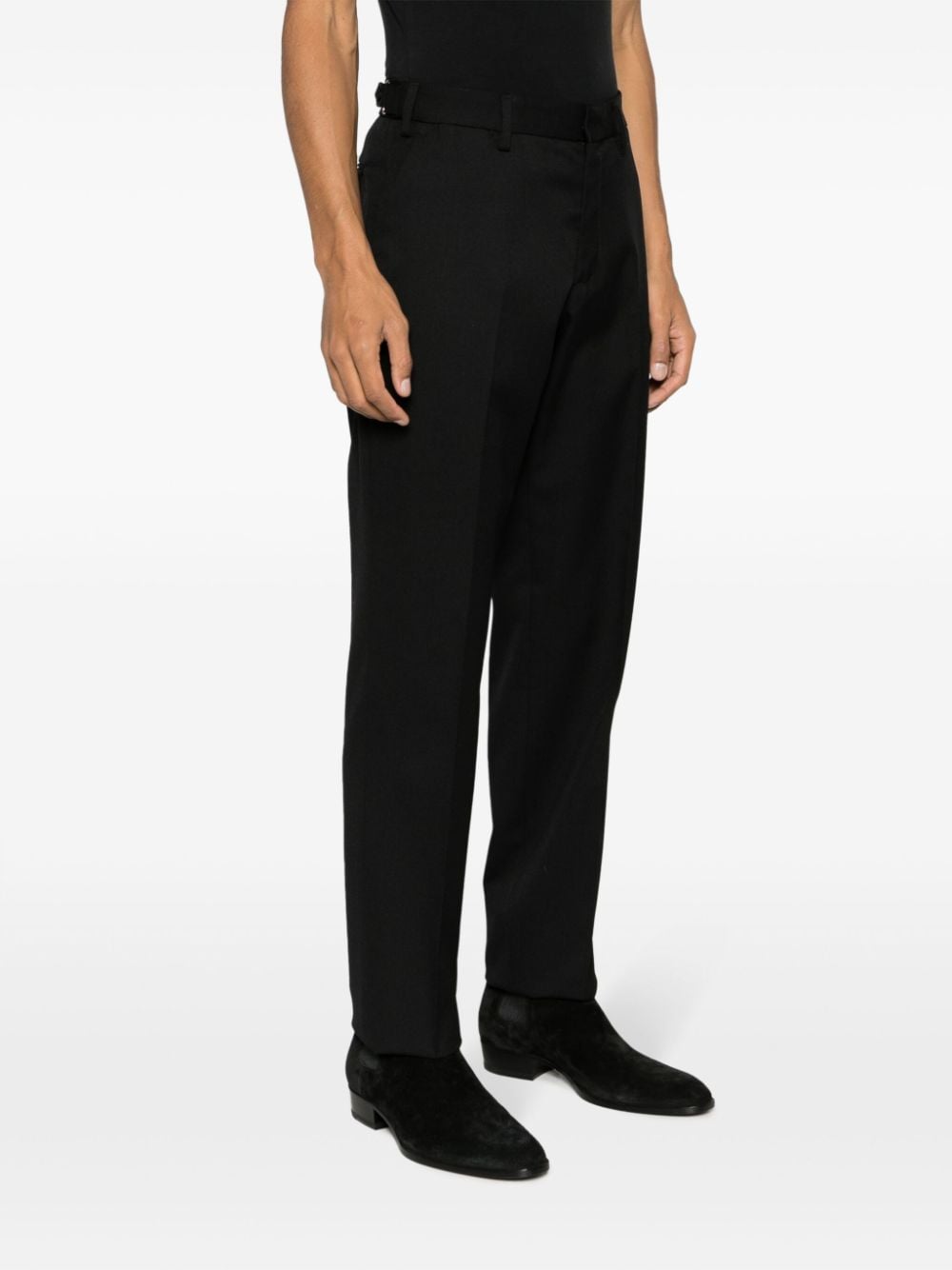 Shop Lardini Twill-weave Wool Tailored Trousers In Black