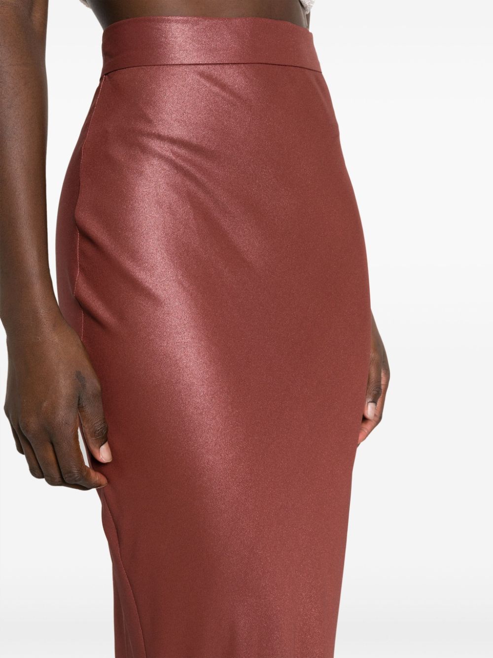Shop Parlor High-waisted Satin-finish Skirt In Red