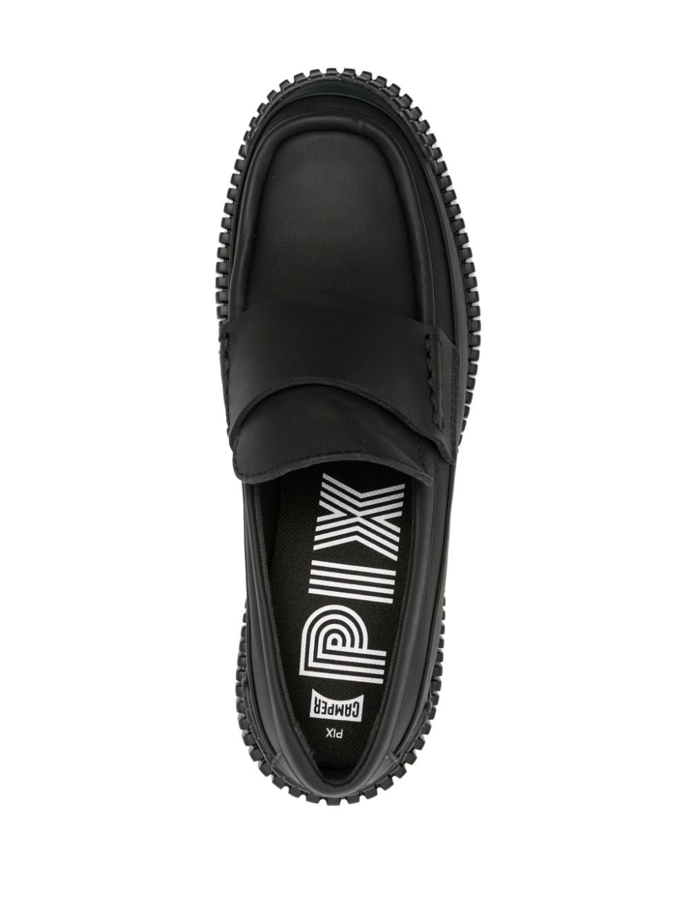 Shop Camper Pix Ribbed-detailing Leather-sole Loafers In Black