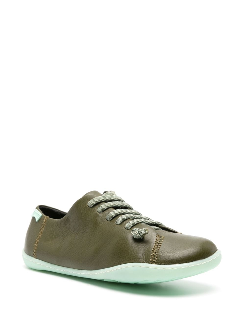 Shop Camper Peu Cami Grained-texture Leather Trainers In Grün