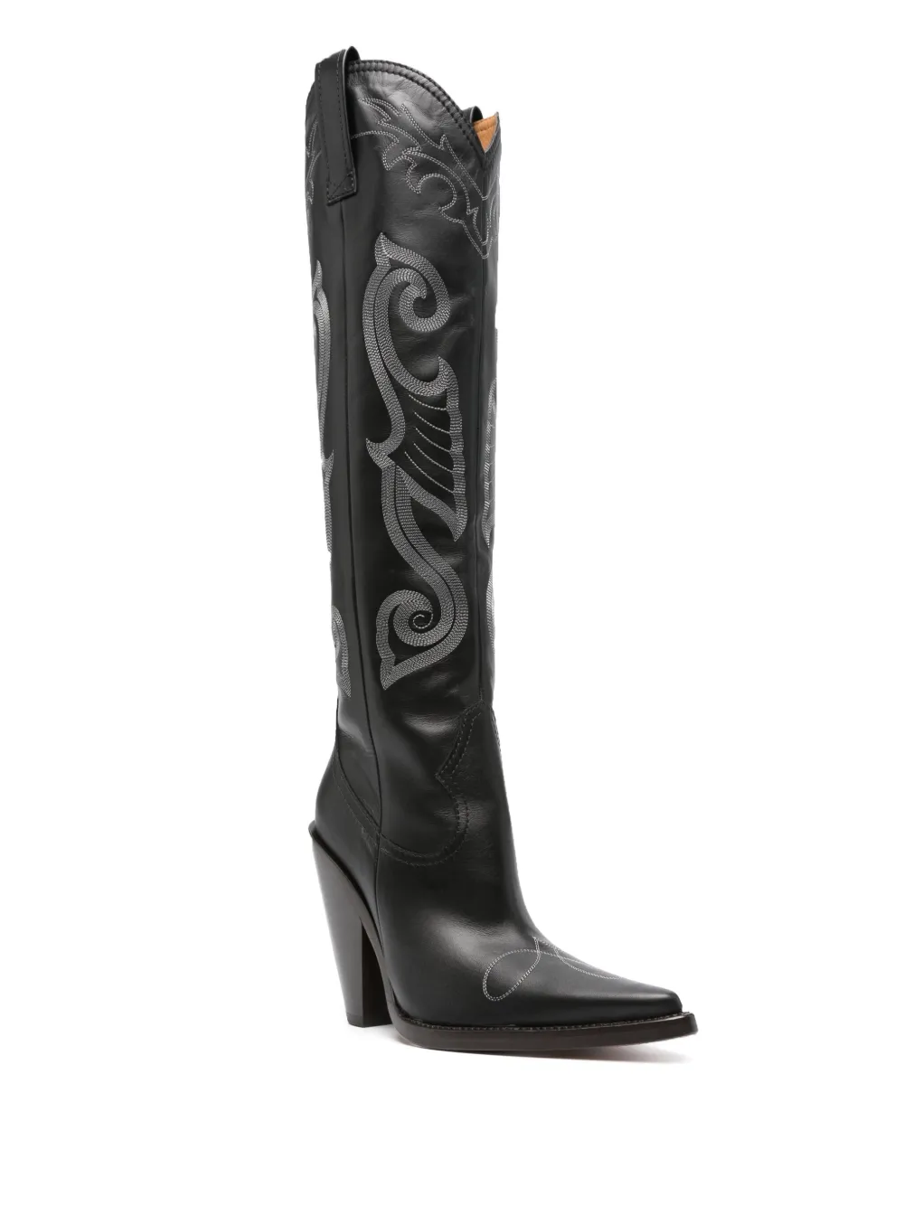 MOSCHINO JEANS 120mm pointed-toe leather boots - Zwart