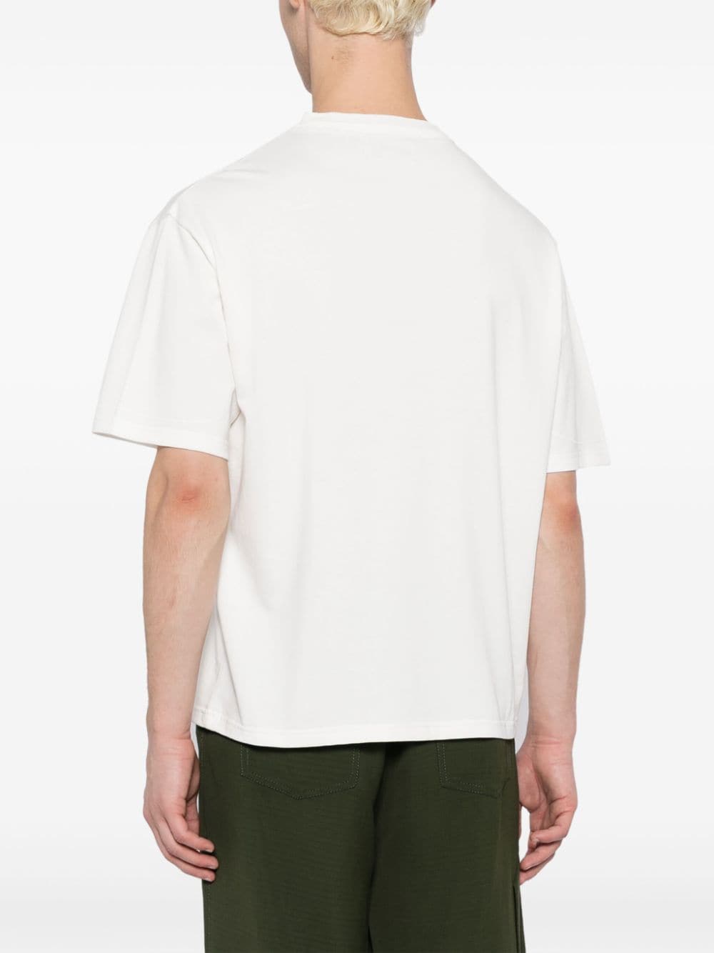 Shop Sage Nation Flat Lock Stitch Cotton T-shirt In White