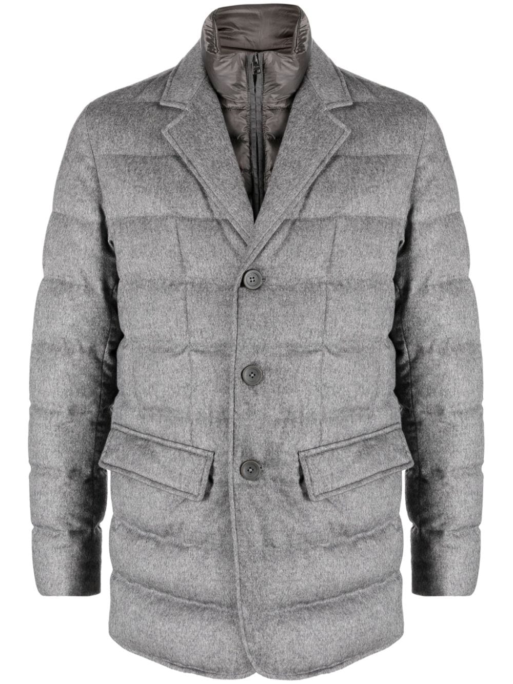 Herno mélange-effect single-breasted Padded Jacket - Farfetch