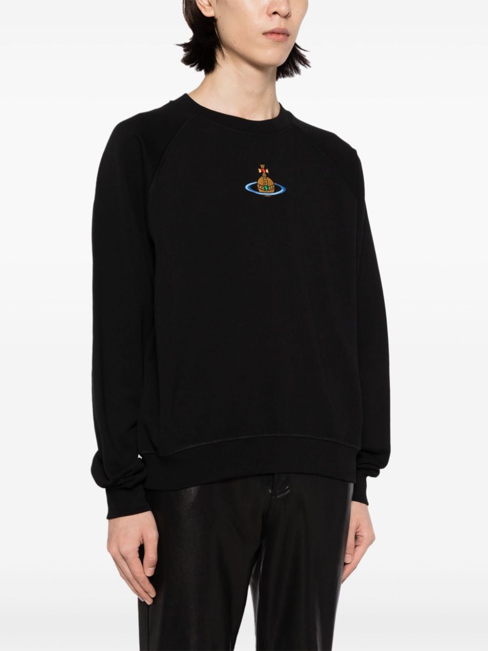 Shop Vivienne Westwood Orb-embroidered Jersey Sweatshirt In Black