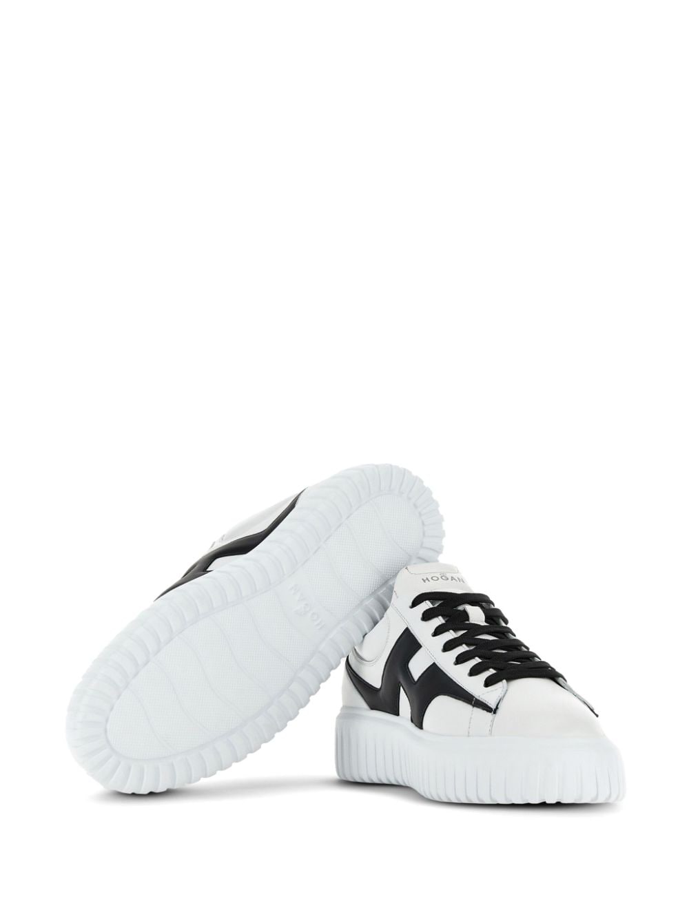Shop Hogan H-stripes Leather Sneakers In Neutrals