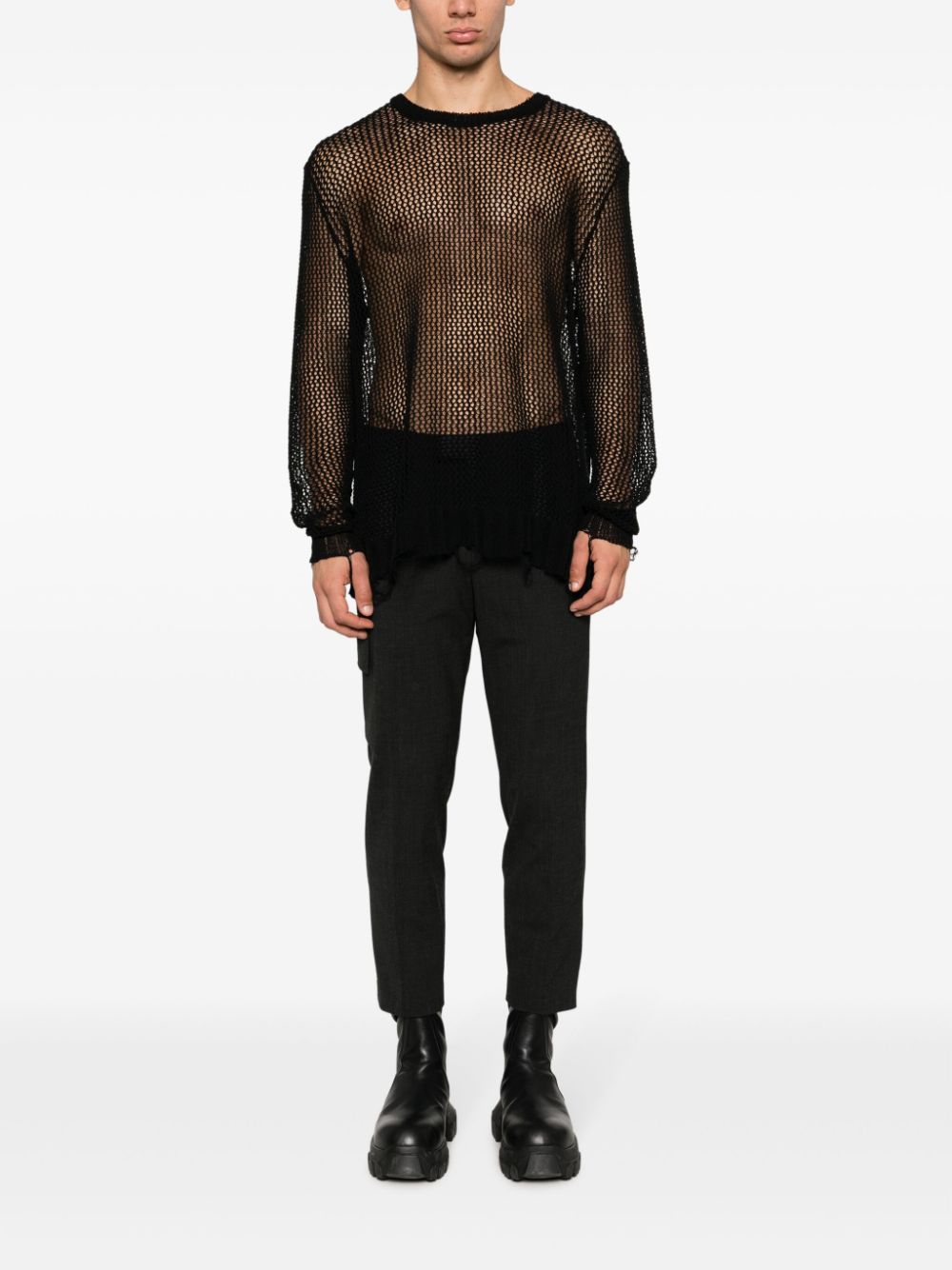 Neil Barrett cropped tapered-leg trousers - Grijs