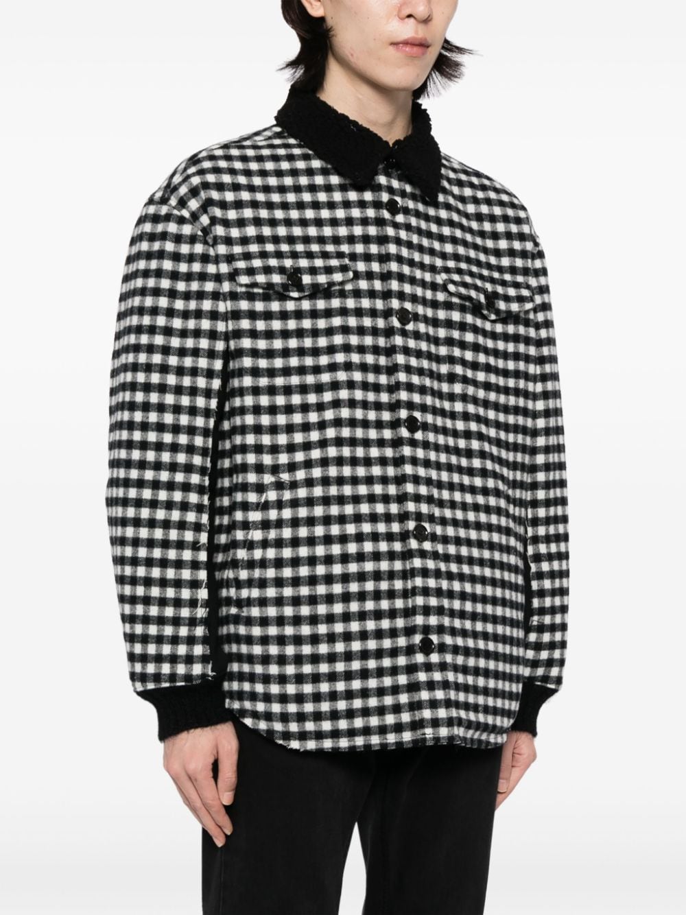 Shop Undercover Gingham-check Flannel Shirt Jacket In Black