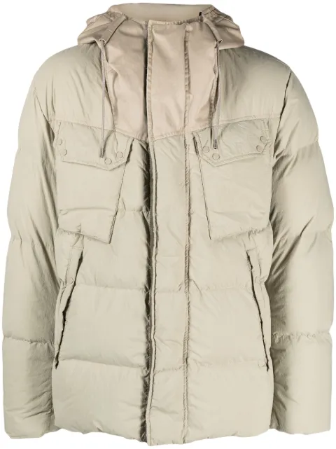 Ten C crinkled hooded down padded jacket