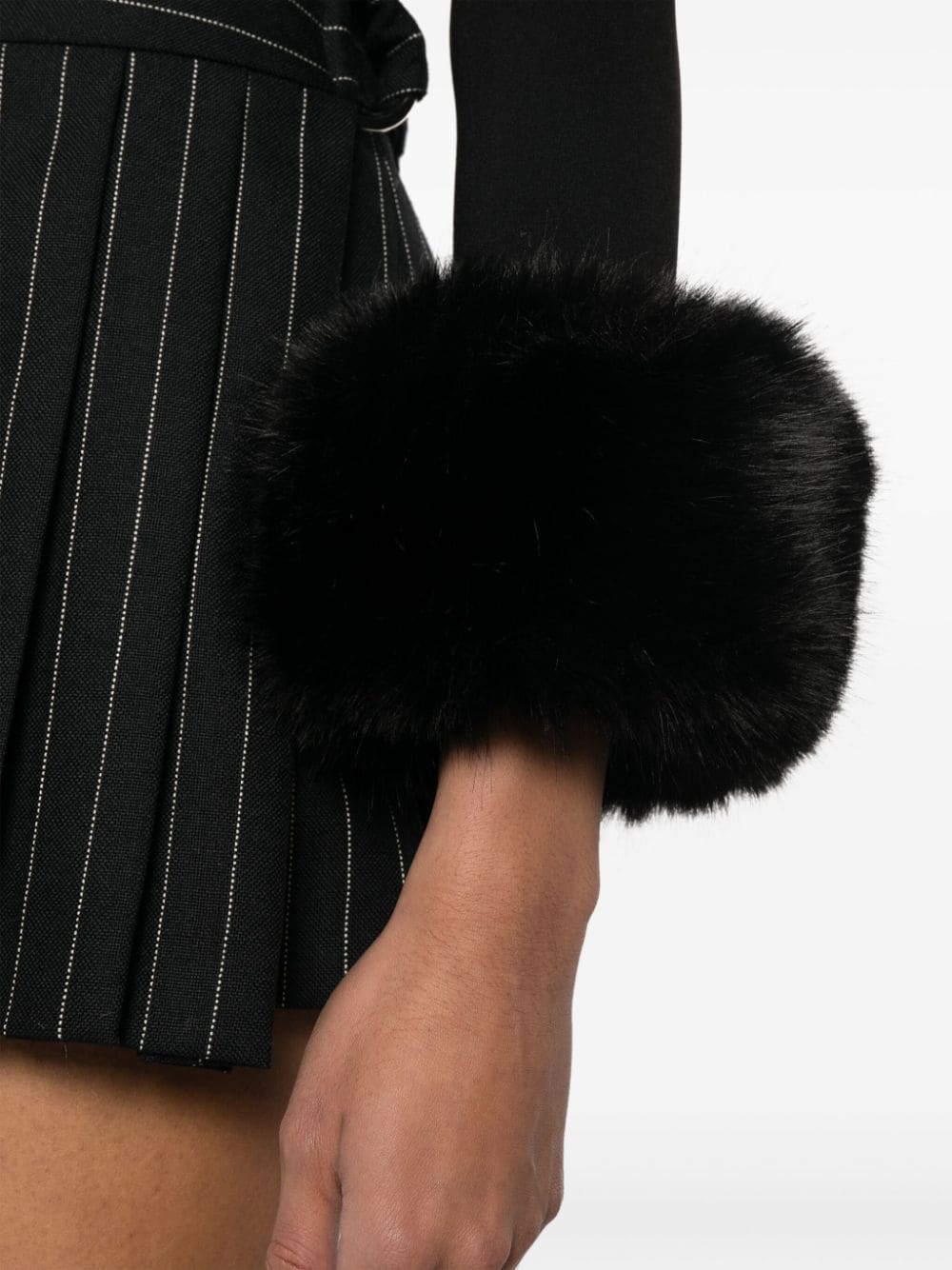 Shop Alexander Wang Faux-fur Detail Cropped Cardigan In Black