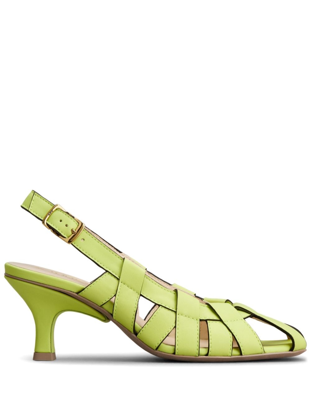Tod's Cut-out Sling-back Leather Pumps In Green