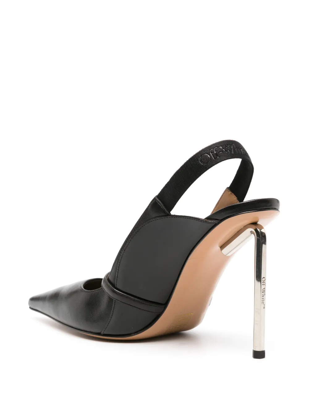 Off-White Allen leren slingback pumps Zwart