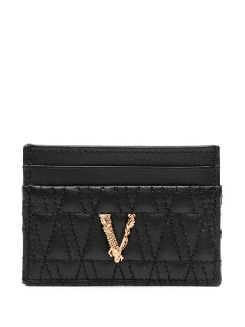 Versace logo-plaque leather card-holder