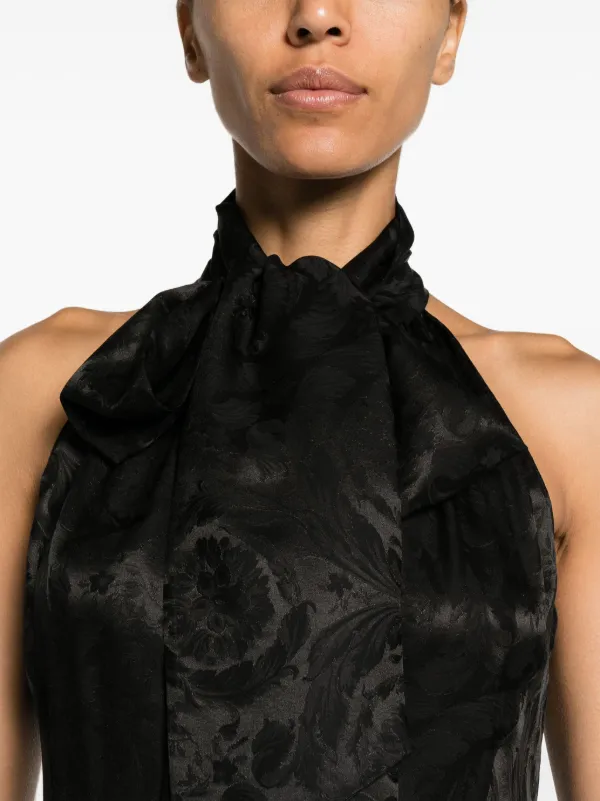 ★GENERAL IDEA★ WOMAN Silky Jacquard Mini One Piece [BLACK] Wright Mini Dress in Black | Shirt Dress | Veronica Beard