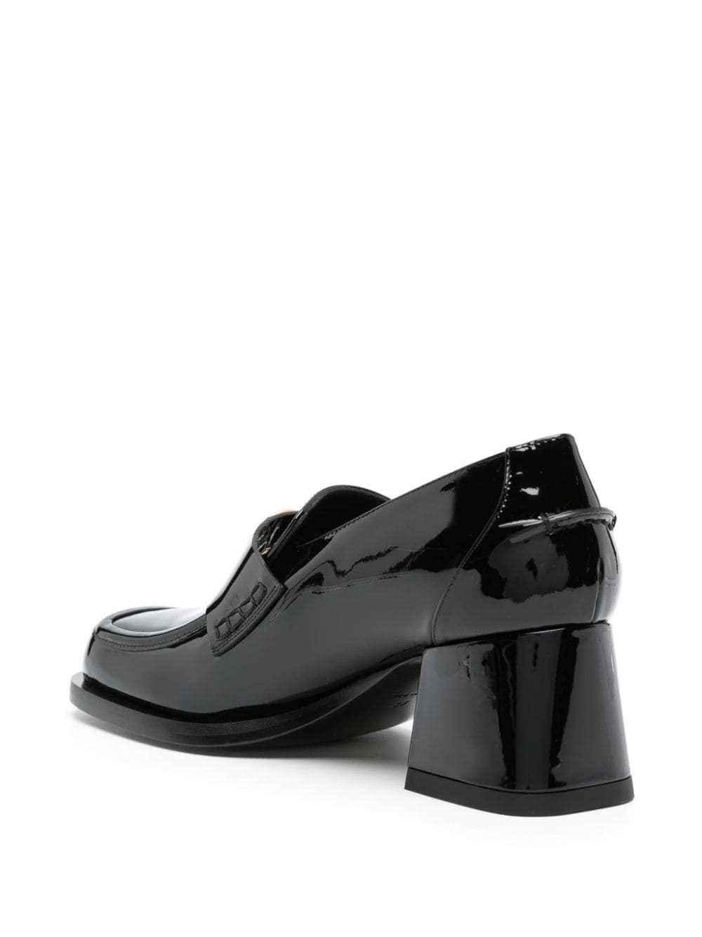 Shop Versace Alia 55mm Leather Loafers In Black