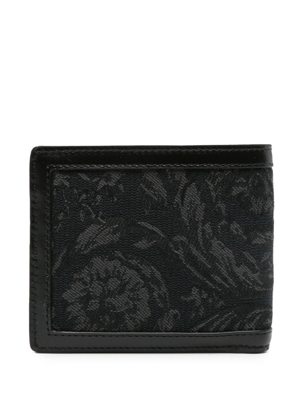 Shop Versace Barocco Jacquard Wallet In Black
