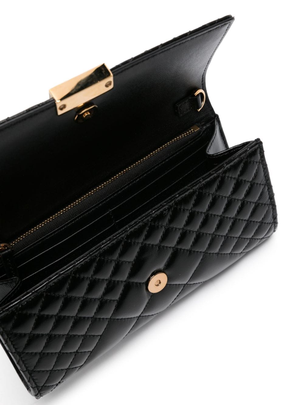 Shop Versace Greca Goddess Matelassé Clutch Bag In Black