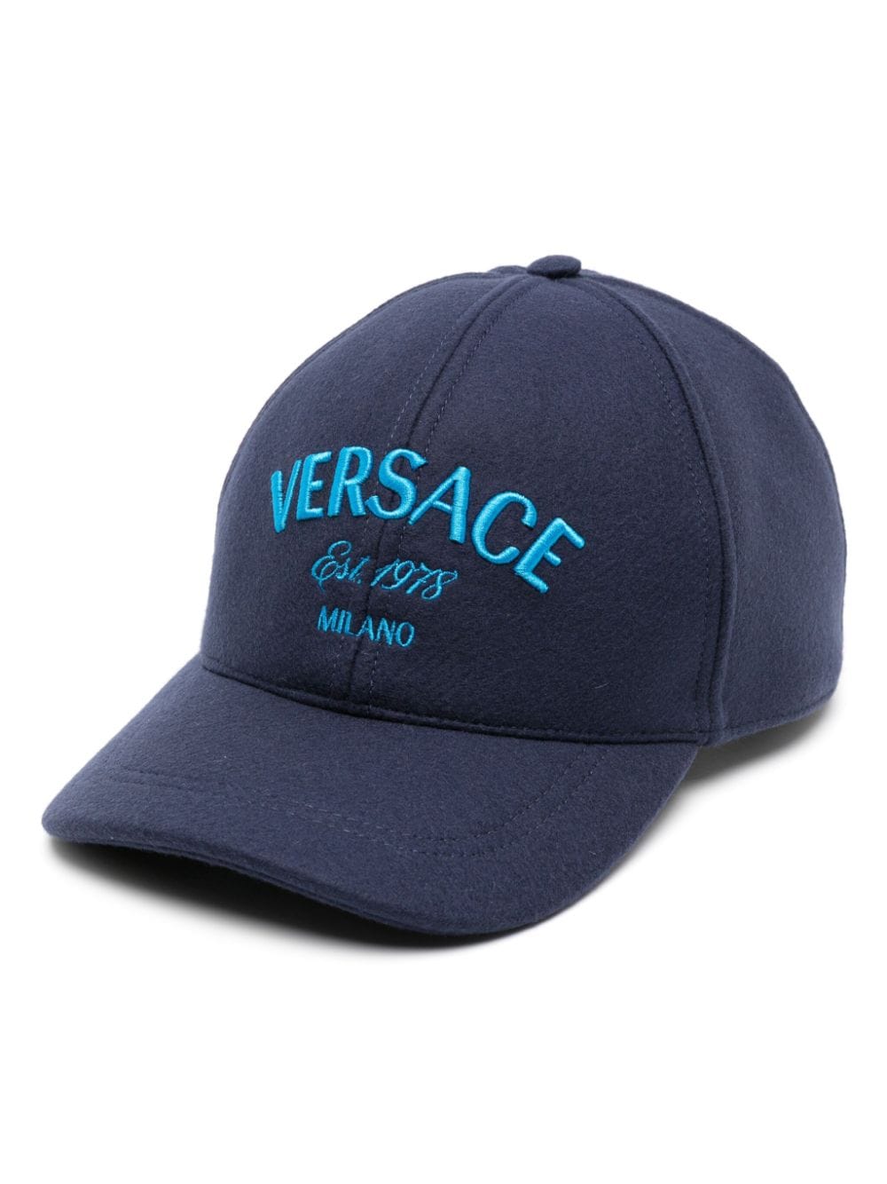Shop Versace Milano Stamp Embroidered Baseball Cap In Blue