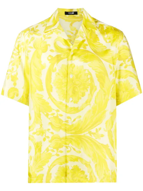 Versace chemise en soie à imprimé graphique