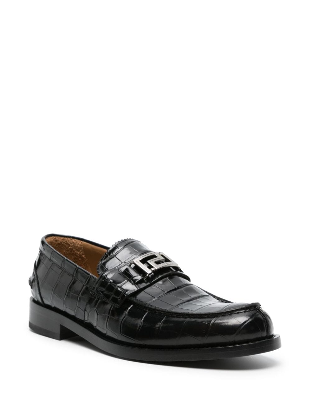 Versace Greca crocodile-effect loafers - Zwart