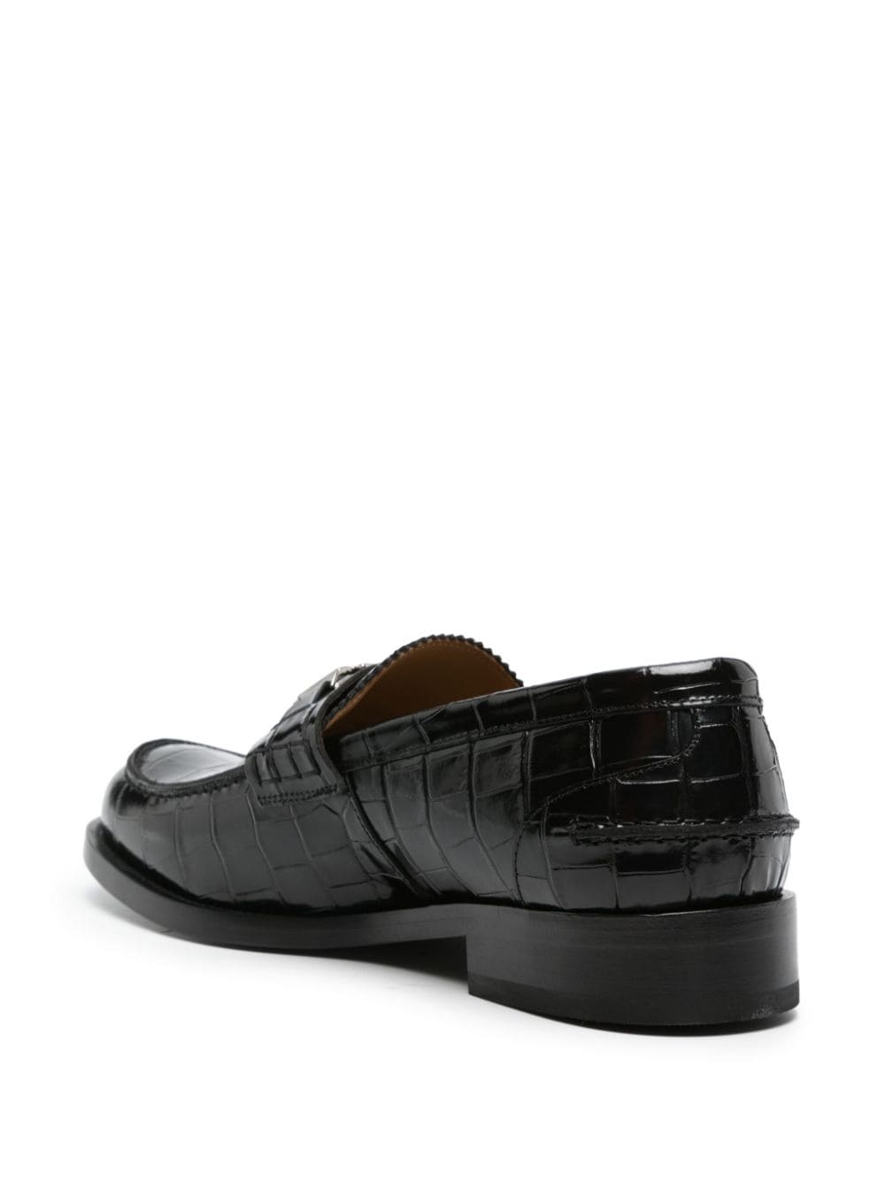 Shop Versace Greca Crocodile-effect Loafers In Black