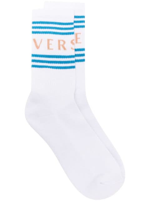 Versace 1990s geribbelde sokken met logo