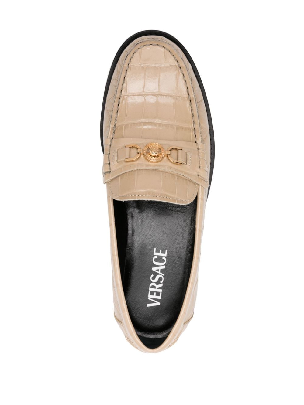 Shop Versace Medusa '95 Crocodile-embossed Loafers In Neutrals