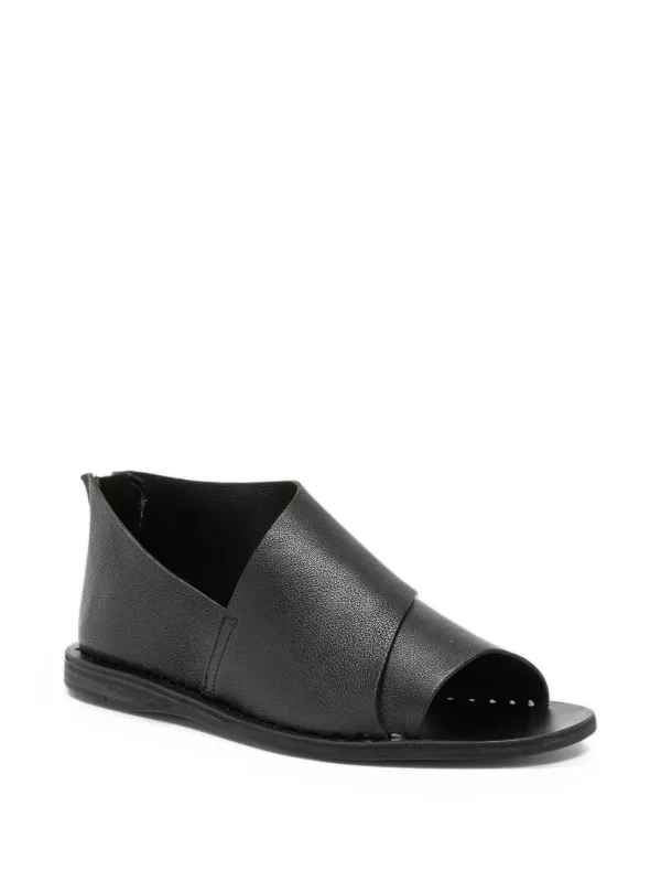 Officine Creative Itaca 046 Flat Leather Sandals in Black