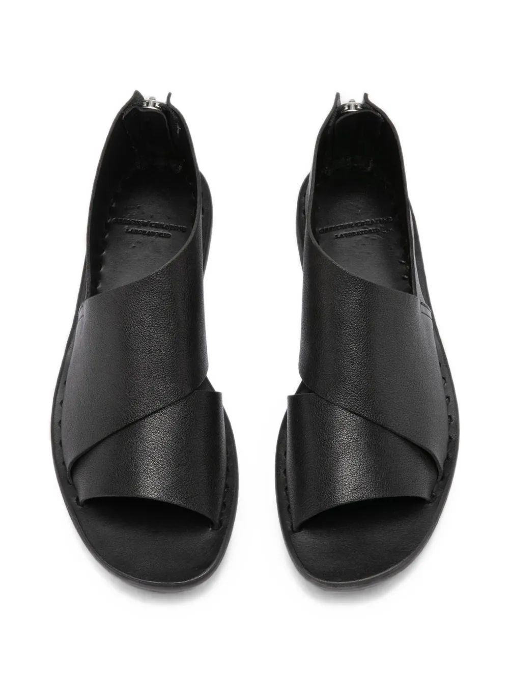 Officine Creative Itaca 046 Flat Leather Sandals in Black, view 2