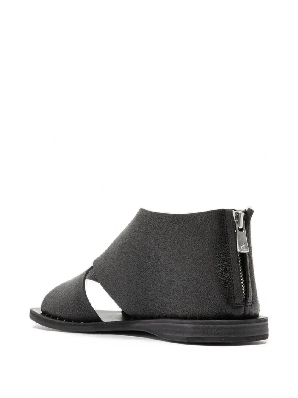 Officine Creative Itaca 046 Flat Leather Sandals in Black, view 4