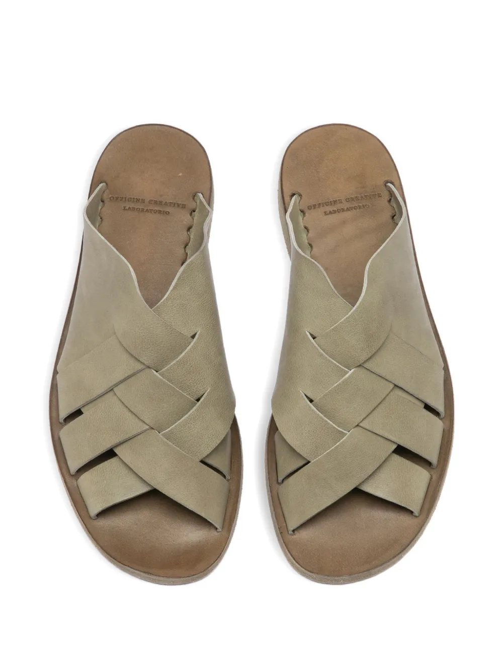 Officine Creative Geweven leren sandalen Groen