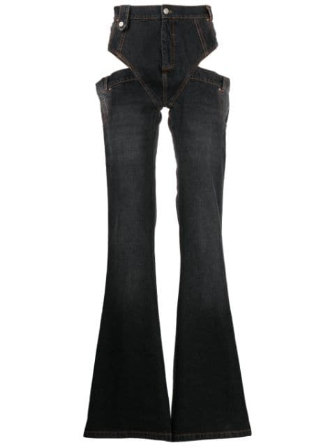 EGONlab. cut-out detailing cotton wide-leg jeans 