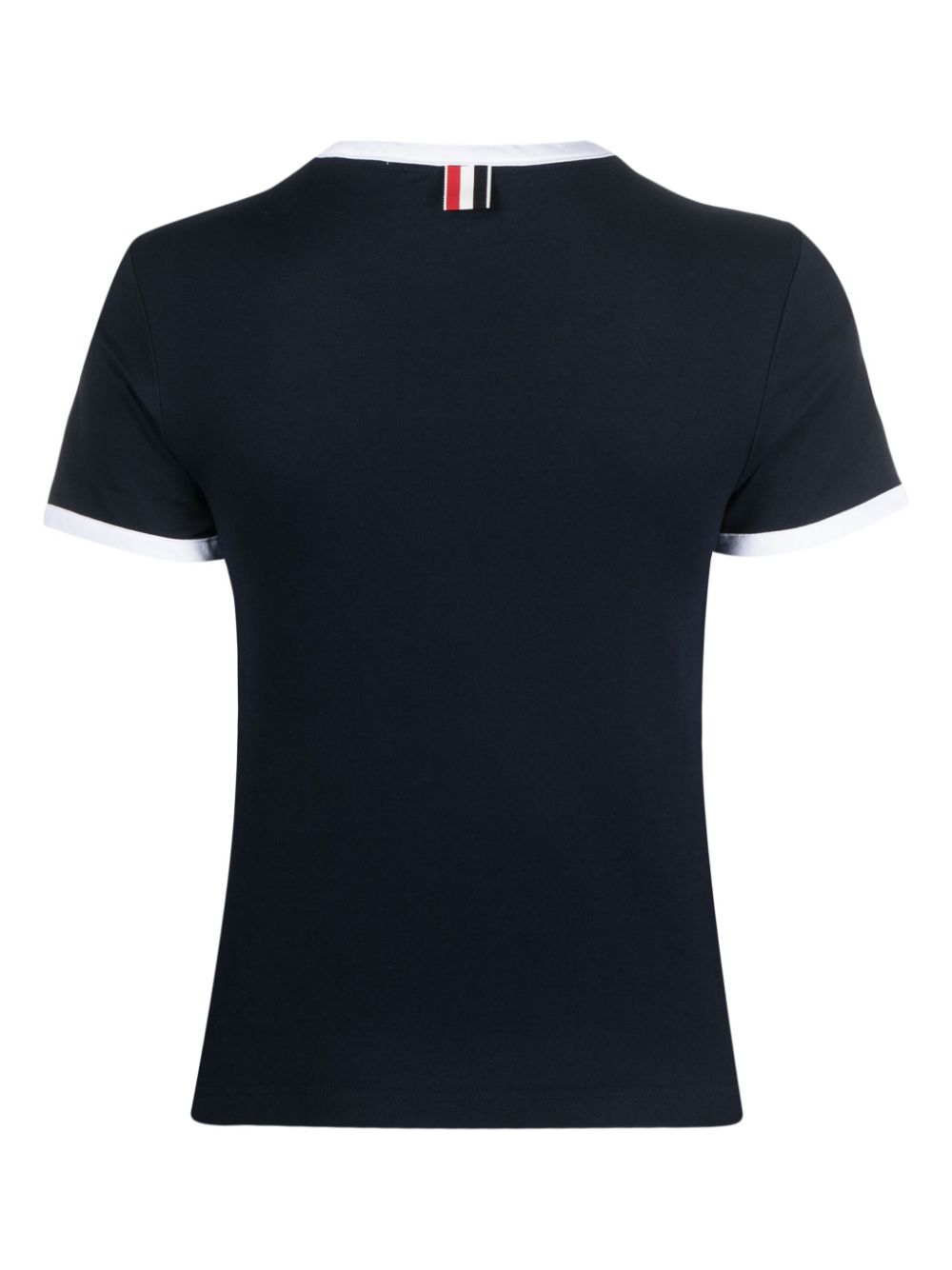 Thom Browne logo-patch contrasting-trim cotton T-shirt - Blauw