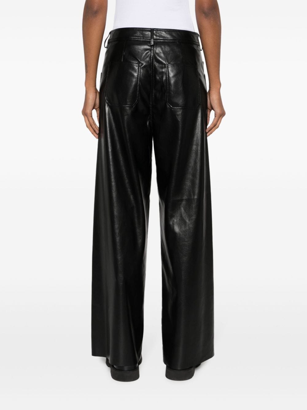 Shop Mes Demoiselles Wide-leg Faux-leather Trousers In Black