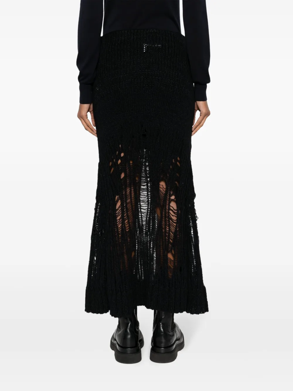 Shop Chloé Knitted Flared Long Skirt In Schwarz