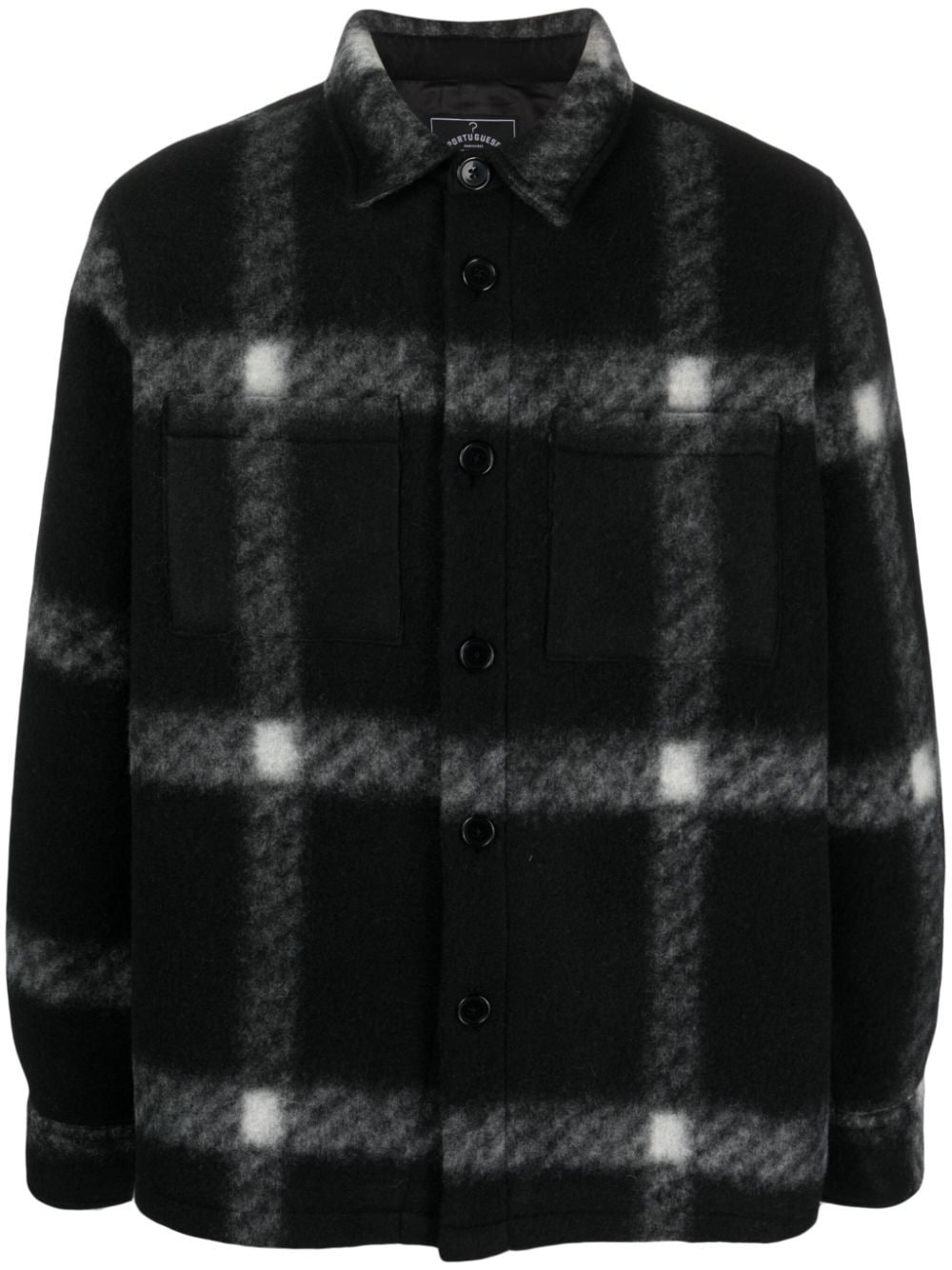 Shop Portuguese Flannel Check-pattern Classic-collar Shirt In Black