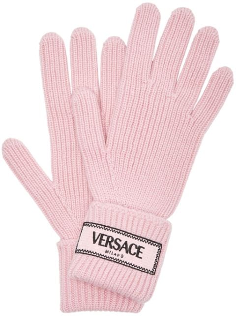 Versace logo-appliqué wool gloves