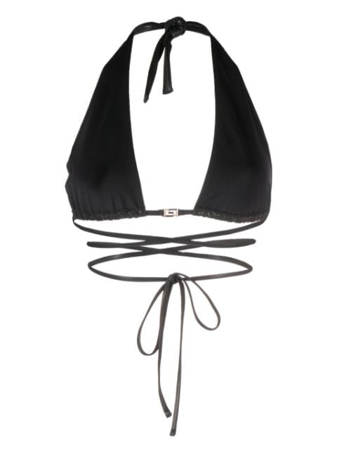 Greca-detailed triangle bikini top