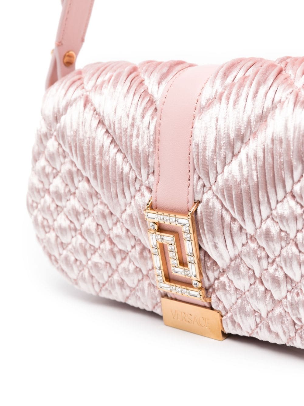 Shop Versace Mini Greca Goddess Shoulder Bag In Pink