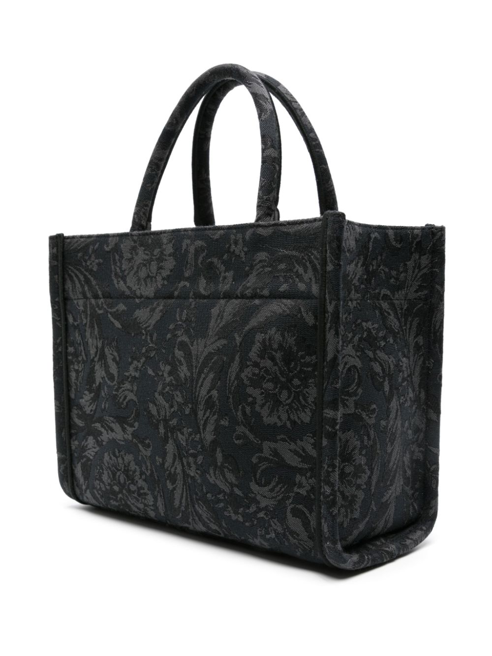 Shop Versace Small Barocco Athena Tote Bag In Grey