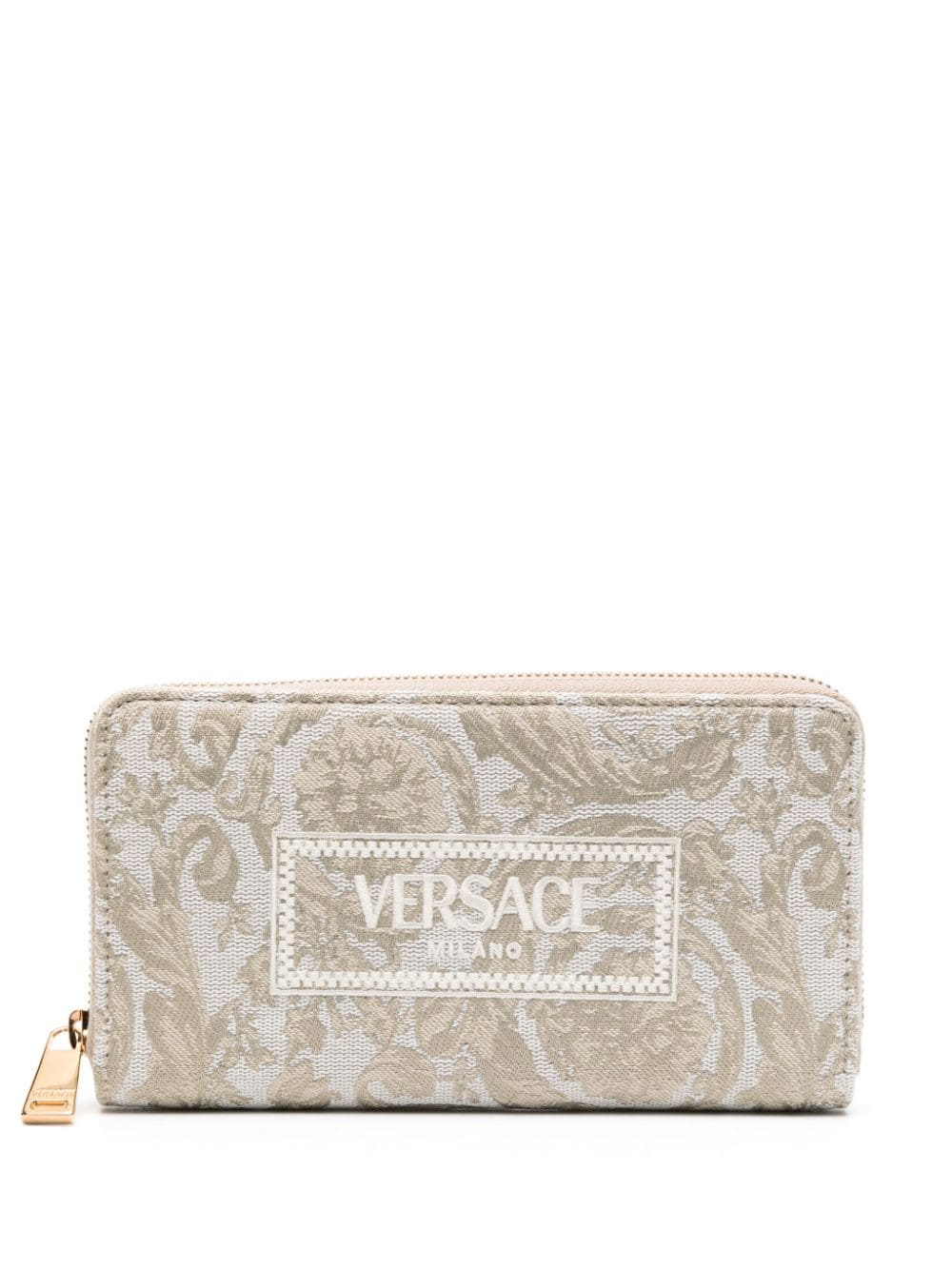 embroidered-logo jacquard wallet