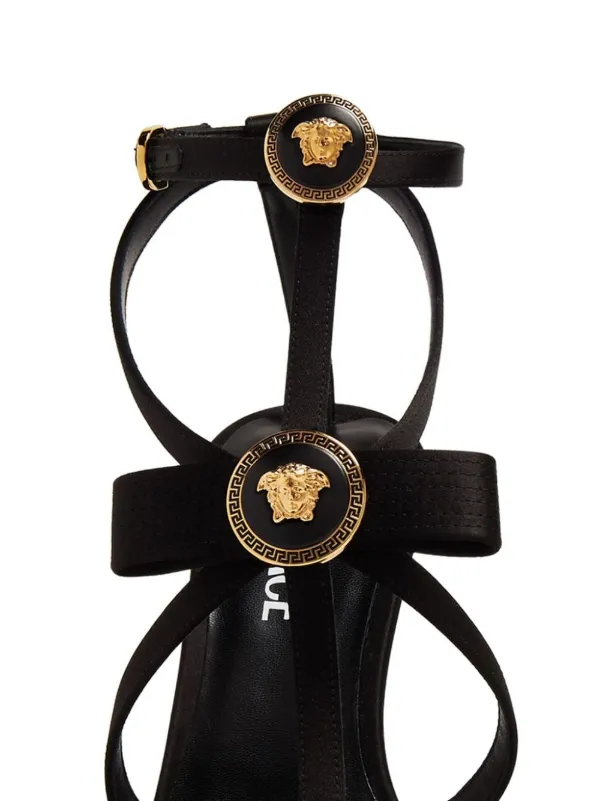 サンダル・ミュール VERSACE Sligback Gianni Ribbon - Versace - Leather - Black Gianni Ribbon Slingback Pumps 110 mm Black,Gold | VERSACE US